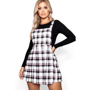 Boohoo Checked Pinafore Dress